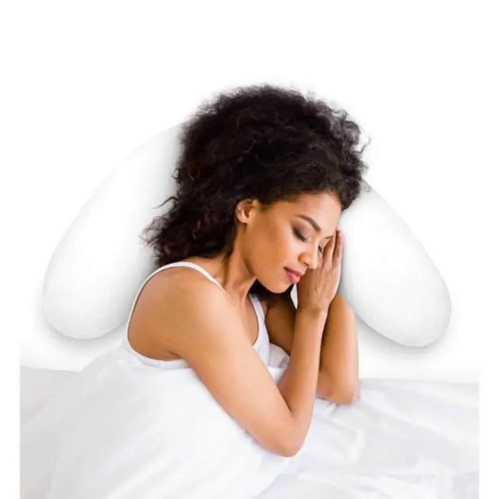 Boomerang Shapes Pillow White Neck Support Contours To Reduce Pressure New